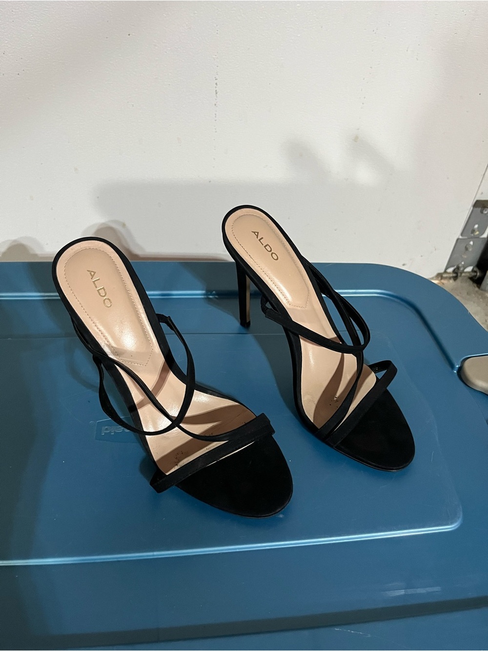 ALDO Black Suede Multi-Strap Stiletto Heels